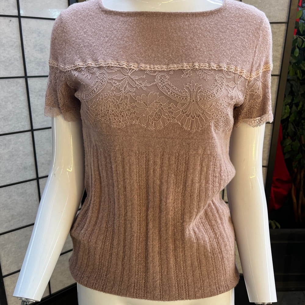 Ermanno Scervino Lace Detail Sweater in Soft Pink/ Dusty Rose